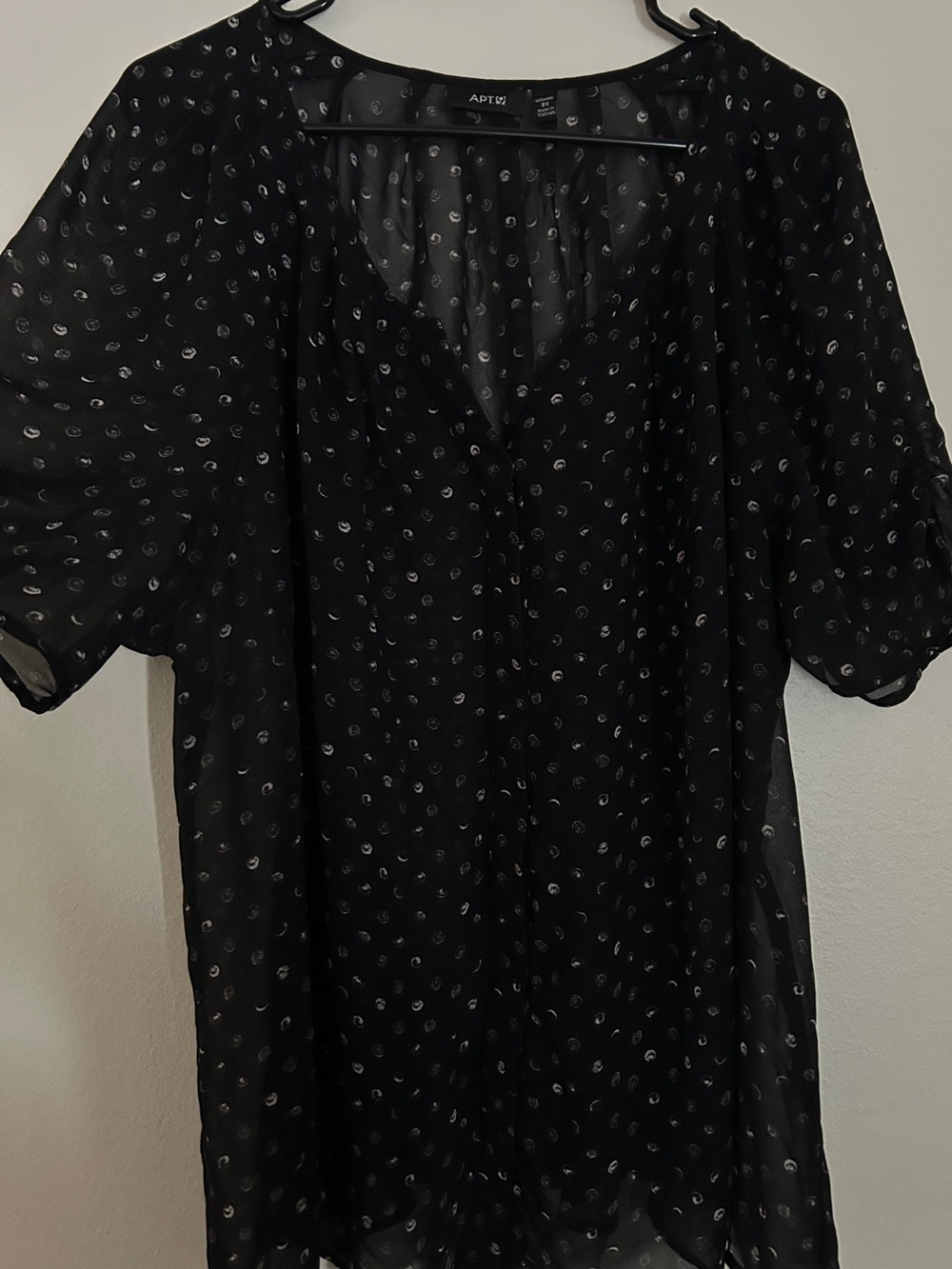 Apt. 9 Black Sheer Dot-Accent Tunic